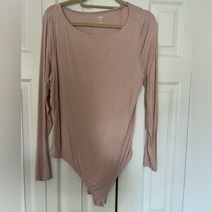 Express Long Sleeve fitted tee bodysuit, Size XL, Pink